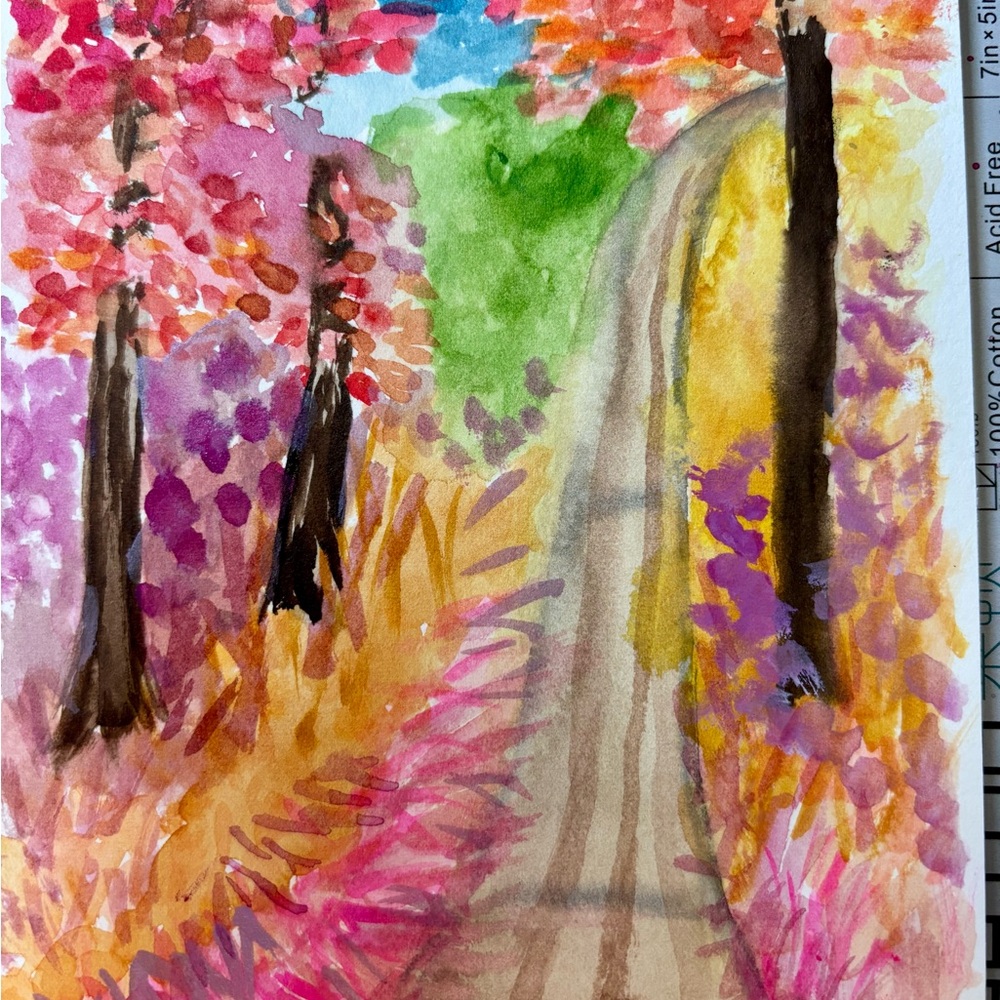 Colorful Autumn Pathway Canvas Art